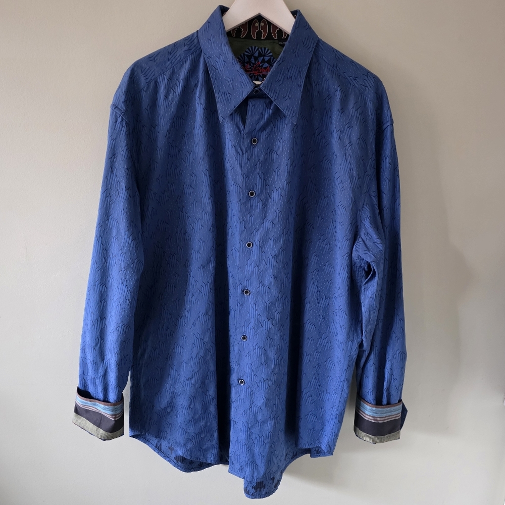 Robert Graham 2XL Modern Eclectic  Preppy Jacquard Flip Cuff Dress Shirt